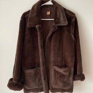 Chocolate brown faux fur coat